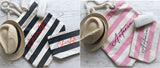 Personalised Stripe Canvas Beach Bag/Accessory Bag Wedding Hen Bride Bridesmaid