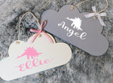 Personalised Cloud  Door Sign ~ Cloud Shaped Bedroom Sign ~ Children's Bedroom Nursery Sign Dinosaur