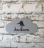 Personalised Cloud  Door Sign ~ Cloud Shaped Bedroom Sign ~ Children's Bedroom Nursery Sign Dinosaur