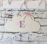 Personalised Cloud  Door Sign ~ Cloud Shaped Bedroom Sign ~ Children's Room Bedroom Nursery Sign Initial & Name