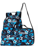 Personalised Football Rucksack, Lunch Bag & Pencil Case Set of 3 ~ Backpack ~ Back to School ~  Sports Gym Training