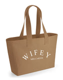 Personalised Wifey Cotton Canvas Tote Bag ~ Essentials ~ Everyday Bag ~ Honeymoon Bag ~ Gift for Her ~ Hen Party Bag ~ New Married Name