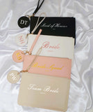 Personalised Wedding Hen Party ~ Bridal Party ~ Bride ~ Bridesmaid ~ Maid of Honour ~ Team Bride ~ Clutch Bag ~ Keyring ~ Gift for Her