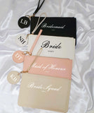 Personalised Wedding Hen Party ~ Bridal Party ~ Bride ~ Bridesmaid ~ Maid of Honour ~ Team Bride ~ Clutch Bag ~ Keyring ~ Gift for Her