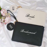 Personalised Wedding Hen Party ~ Bridal Party ~ Bride ~ Bridesmaid ~ Maid of Honour ~ Team Bride ~ Clutch Bag ~ Keyring ~ Gift for Her