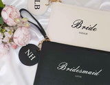 Personalised Wedding Hen Party ~ Bridal Party ~ Bride ~ Bridesmaid ~ Maid of Honour ~ Team Bride ~ Clutch Bag ~ Keyring ~ Gift for Her