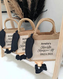 Personalised Hen Party Canvas Jute Pocket Gift Bag ~ Hangover Kit ~ Bride to Be ~ Bridesmaid  ~ Maid of Honour  ~ with Hairband & Eyemask