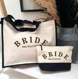 Personalized Bride Wifey Natural/Black Jute Bag ~ Wedding Morning Bag ~ Hen Party Do ~ Honeymoon Bag ~ Matching Accessories Bachelorette