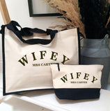 Personalized Bride Wifey Natural/Black Jute Bag ~ Wedding Morning Bag ~ Hen Party Do ~ Honeymoon Bag ~ Matching Accessories Bachelorette