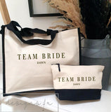 Personalised Bride Bridesmaid Maid of Honour Team Bride Squad ~ Wedding Morning Bag ~ Hen Party Do ~ Matching Washbag Pouch ~ Favours