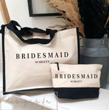 Personalised Bride Bridesmaid Maid of Honour Team Bride Squad ~ Wedding Morning Bag ~ Hen Party Do ~ Matching Washbag Pouch ~ Favours