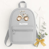 Personalised Mini Rucksack with Patchwork Tractor Design – Custom Backpack for Nursery, Summer Camp & Back to School ~ Birthday Gift