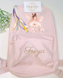 Personalised Fairy Mini Rucksack Backpack with Ribbon Tassels  ~ Fairy Birthday Christmas Gift for Girl  Back to School Holiday Bag