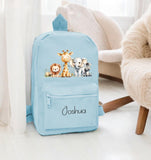 Personalised Mini Rucksack with Safari Animals Design – Custom Backpack for Nursery, Pre-School Summer Camp & Back to School ~Birthday Gift