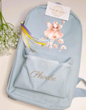 Personalised Fairy Mini Rucksack Backpack with Ribbon Tassels  ~ Fairy Birthday Christmas Gift for Girl  Back to School Holiday Bag