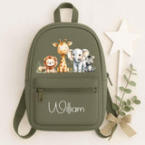 Personalised Mini Rucksack with Safari Animals Design – Custom Backpack for Nursery, Pre-School Summer Camp & Back to School ~Birthday Gift