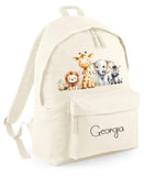 Personalised Mini Rucksack with Safari Animals Design – Custom Backpack for Nursery, Pre-School Summer Camp & Back to School ~Birthday Gift