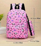 Personalised Unicorn, Rainbow & Hearts Rucksack, Crossover/Small Bag, Pencil Case, Set of 3  ~ Gift for Girl~ Back to School Bags Backpack
