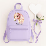 Personalised Mini Rucksack with Horse with Bow Design – Custom Backpack for Nursery, Summer Camp & Back to School ~ Birthday Gift