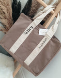 Personalised Bridal Canvas Tote ~ Taupe or Black with Natural Stripe ~ Hen Party, Wedding Gift, Wedding Morning Honeymoon ~ Bride, Wifey