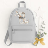Personalised Mini Patchwork Dinosaurs with Letter & Name ~ Kids Childrens Rucksack Backpack School Nursery Summer Camp~ Gift for Girl Boy