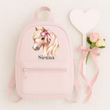 Personalised Mini Rucksack with Horse with Bow Design – Custom Backpack for Nursery, Summer Camp & Back to School ~ Birthday Gift
