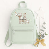 Personalised Mini Patchwork Dinosaurs with Letter & Name ~ Kids Childrens Rucksack Backpack School Nursery Summer Camp~ Gift for Girl Boy