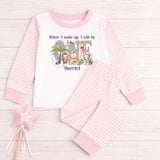 Personalised Birthday Pyjamas for Girls, Safari Animal Stripe PJs, When I Wake Up I Will Be Age Pjs, Jungle Birthday Outfit, Name Pink Bows