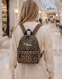 Personalised Leopard Print Mini Backpack for Women ~ Girl Boy Name Rucksack ~ Travel Bag ~ Gym Bag ~ Stylish Animal Print Backpack Name Gift