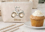 Personalised Tractor Party Bags | Farm Birthday Party Favours | Custom Name Canvas Zip Pouches | Reusable Kids Party Bags | Keepsake