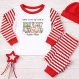 Personalised Birthday Pyjamas for Girls, Safari Animal Stripe PJs, When I Wake Up I Will Be Age Pjs, Jungle Birthday Outfit, Name Pink Bows