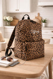 Personalised Leopard Print Backpack for Women ~ Girl Boy Name Rucksack ~ Travel Bag ~ Gym Bag ~ Stylish Animal Print Backpack Name Gift