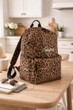 Personalised Leopard Print Backpack for Women ~ Girl Boy Name Rucksack ~ Travel Bag ~ Gym Bag ~ Stylish Animal Print Backpack Name Gift
