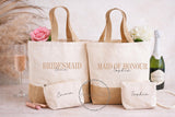 Personalised Beach Bag Set Tote Bag & Wash Bag Hen Party Gift, Bride Tribe Bags, Bridesmaid Gift, Honeymoon Travel Set, Maid of Honour Gift