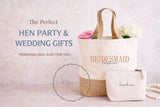 Personalised Beach Bag Set Tote Bag & Wash Bag Hen Party Gift, Bride Tribe Bags, Bridesmaid Gift, Honeymoon Travel Set, Maid of Honour Gift