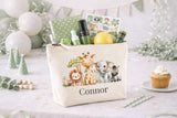 Personalised Safari Party Bags | Jungle Birthday Favour Bags | Neutral Aesthetic Party Pouches | Custom Name Canvas Keepsake