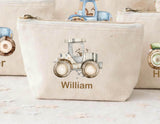 Personalised Tractor Party Bags | Farm Birthday Party Favours | Custom Name Canvas Zip Pouches | Reusable Kids Party Bags | Keepsake
