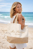 Personalized Bride Tote Bag • Mrs & Est Year Canvas and Jute Shopper • Custom Mrs Name • Honeymoon Travel Beach • Bachelorette