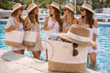 Personalised Beach Bag Set | Tote Bag, Wash Bag & Straw Hat |  Bride Tribe Bags, Bridesmaid Gift, Honeymoon Travel Set, Girls Trip Initials