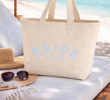 Personalised Wifey Bride Canvas Tote Bag ~ Essentials ~ Everyday Bag ~ Honeymoon Bag Gift  ~ Hen Party Bag ~ New Married Name in Baby Blue
