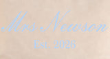 Personalised Mrs New Name & Est Year Canvas Tote Bag ~ Essentials ~ Everyday Bag ~ Honeymoon Bag Gift  ~ Hen Party Bag ~ Baby Blue