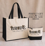 Personalised Bride Tote Bag & Makeup Bag Set | Wifey  Beach Bag | Honeymoon Travel Bag | Mrs Wedding Gift | Bridal Shower | Hen Weekend