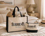 Personalised Bride Tote Bag & Makeup Bag Set | Wifey  Beach Bag | Honeymoon Travel Bag | Mrs Wedding Gift | Bridal Shower | Hen Weekend
