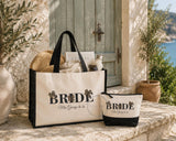 Personalised Bride Tote Bag & Makeup Bag Set | Wifey  Beach Bag | Honeymoon Travel Bag | Mrs Wedding Gift | Bridal Shower | Hen Weekend
