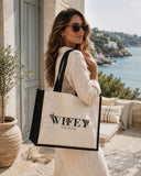 Personalised Bride Tote Bag & Makeup Bag Set | Wifey  Beach Bag | Honeymoon Travel Bag | Mrs Wedding Gift | Bridal Shower | Hen Weekend