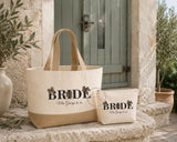 Personalised Bride Tote Bag & Makeup Bag Set | Wifey Jute Beach Bag | Honeymoon Travel Bag | Mrs Wedding Gift | Bridal Shower | Hen Weekend
