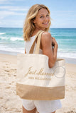 Just Married Beach Bag Set | Personalised Tote Bag, Makeup Bag | Honeymoon Bag Gift | Mrs New Name | Est date/year | Bridal Wedding Gift