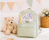 Personalised Kids Mini Rucksack with Tassel, Girls Boys Nursery Backpack, Toddler Bag, Preschool School Bag, Custom Name Backpack Unicorn