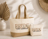 Personalised Mrs Wedding Bag & Makeup Bag Set, New Mrs Bride Gift, Bridal Tote Bag, Honeymoon Hen Party Bag, Wedding Gift MRS, BRIDE, WIFEY
