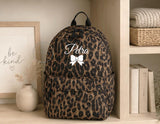 Personalised Leopard Print Kids Backpack | Custom Name School Rucksack | Nursery Backpack | Reception School Bag | Back to School Gift